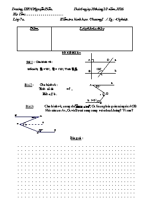 Kiểm tra Hình học 7 Chương I - Trường THCS Nguyễn Biểu